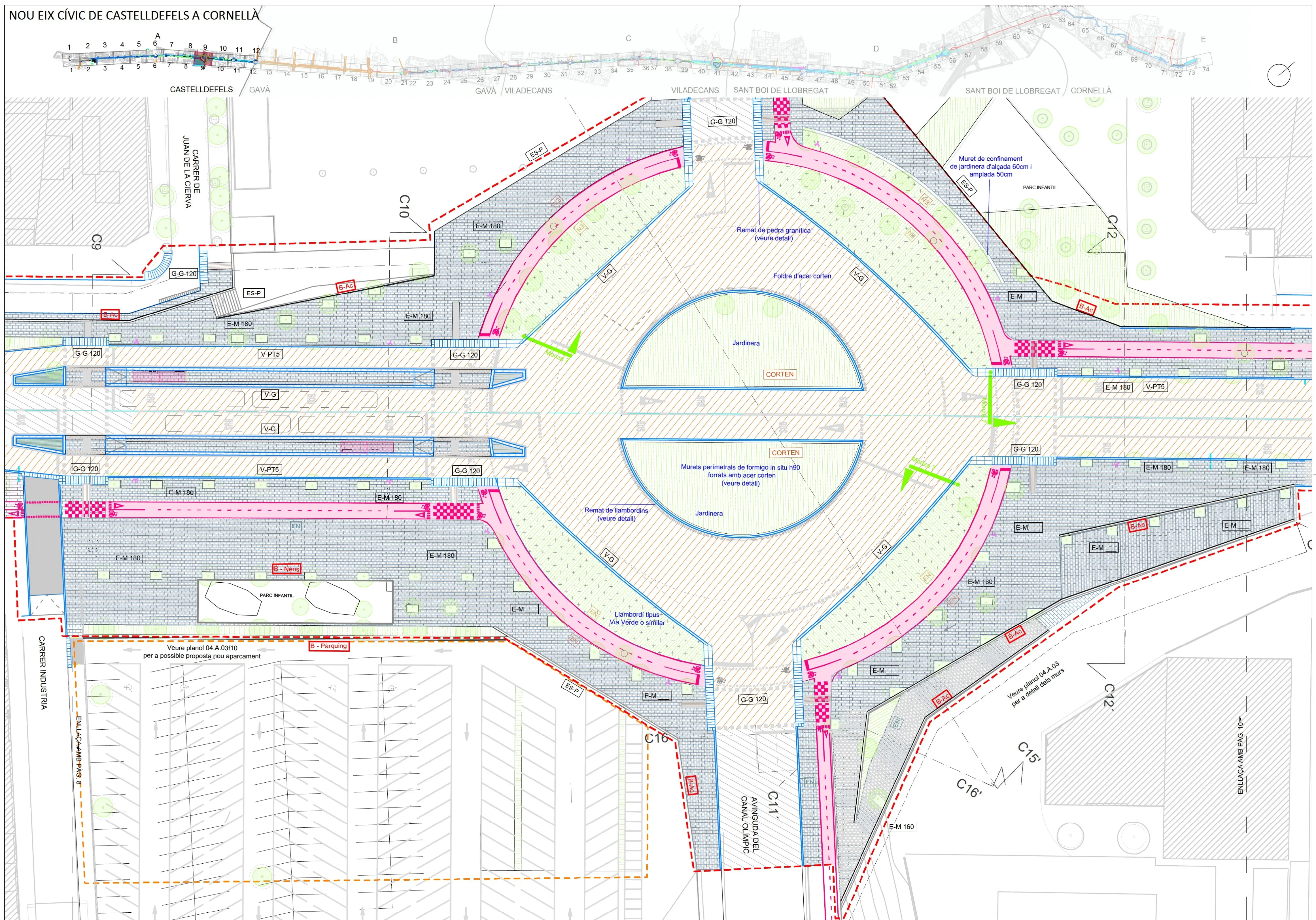 Nuevo carril bus y vía ciclista en la carretera C-245 en el término municipal de Castelldefels